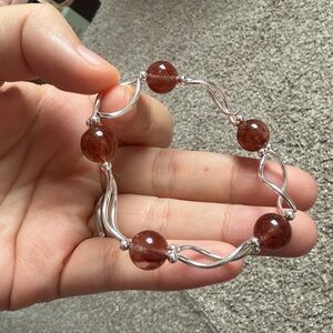 Natural Red Rutilated Quartz Bracelet | Silver Design | New